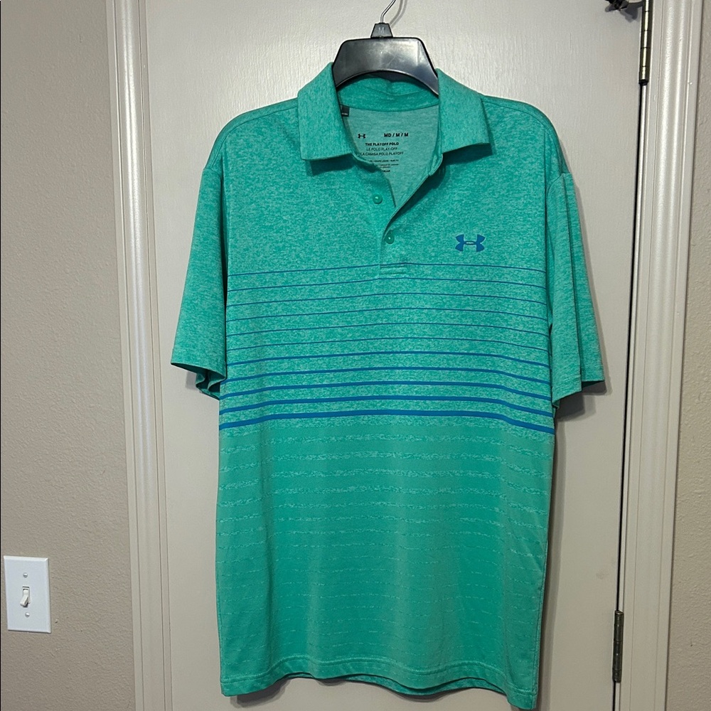 Under Armour Men's Teal and Blue Polo Shirt